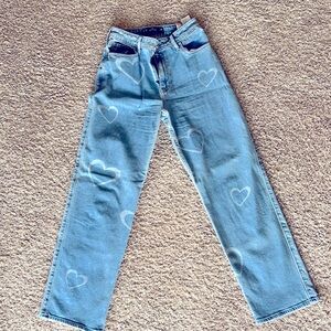 Hollister ultra high-rise dad jeans (3R/2R w26R) blue heart